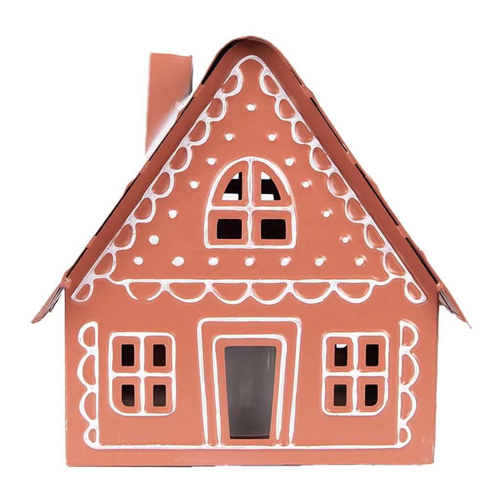 Decoration House with LED 23x18x23 cm/ 3x AAA Brown Metal by Clayre & Eef.