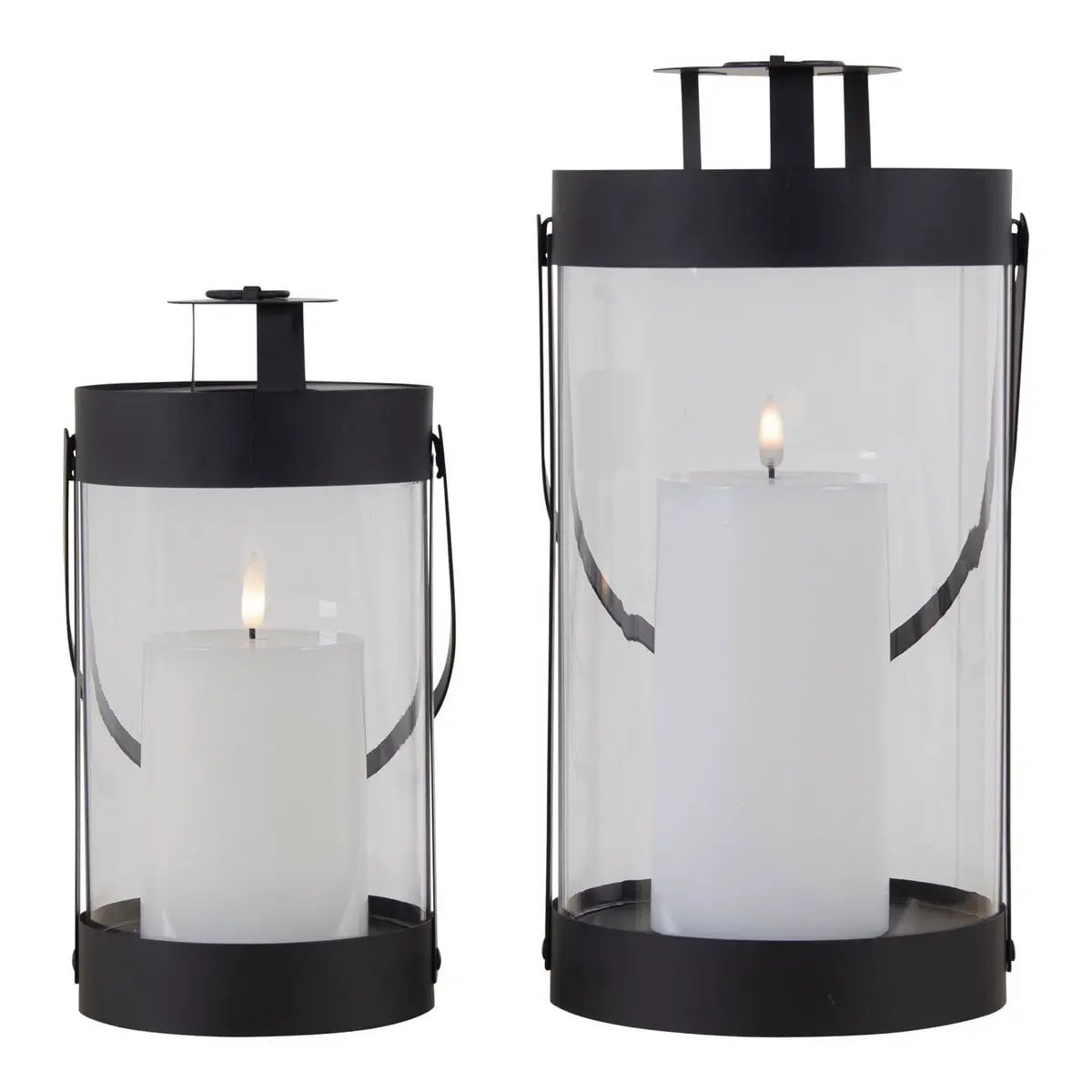 Bondi Lanterns - Black, Steel/Glass - Set of 2 by EMIRELLE