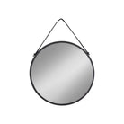 Trapani Mirror - Black, Steel, Artificial Leather, Ø38cm by EMIRELLE