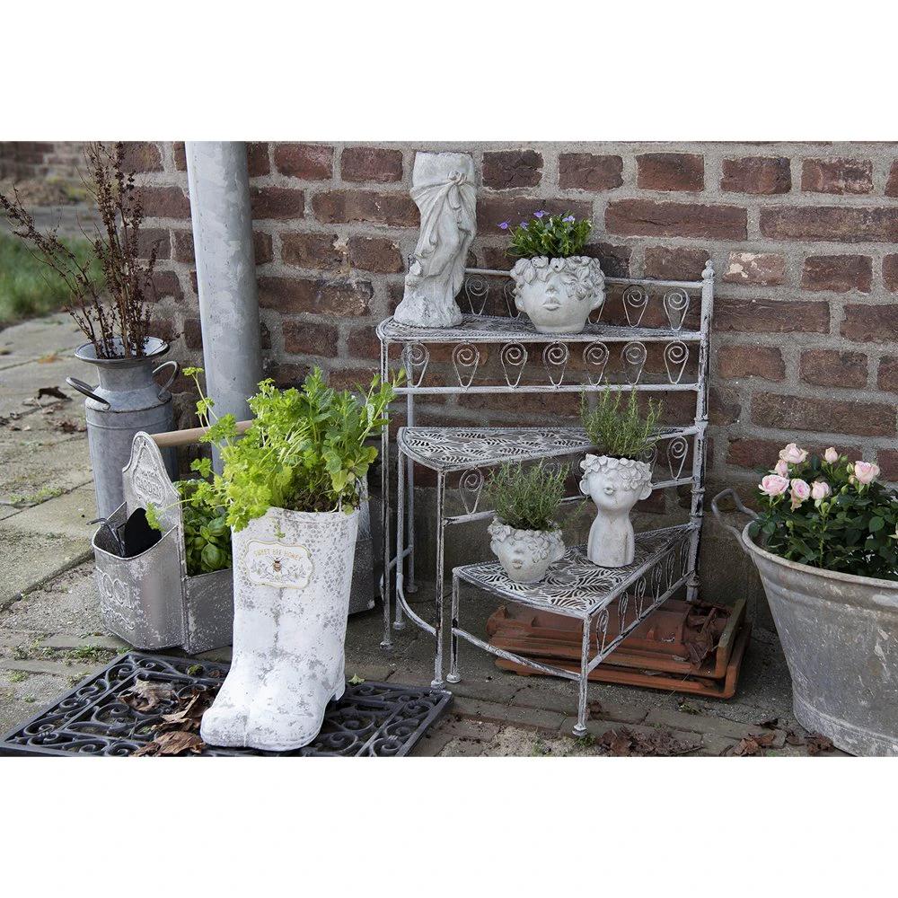 Pflanzenhalter Stiefel 18x24x31/35 cm grauer Metall-Blumentopf von Clayre & Eef.
