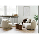 Noli Side table, ceramic table top/ash veneer, white/dark brown, ø40x38 cm by EMIRELLE