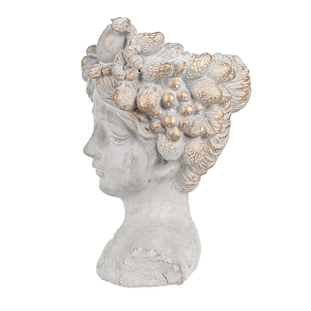 Flower Pot Indoor Woman 14x14x22 cm Gray Stone Plant Pot by Clayre & Eef.