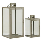Corfu Lanterns - Green, Steel, Glass, 13/19.5x13/19.5x25.5/40 cm - Set of 2 by EMIRELLE