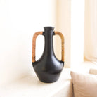 Vase Black Small Decorative Vase Hand Cast from Clay for Dried or Fresh Flowers SELAYAR by Soeji