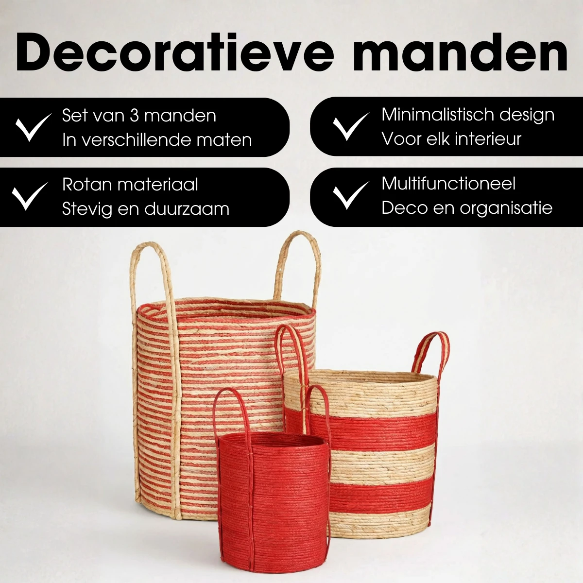Plantenmand set Rood by Mica Decorations