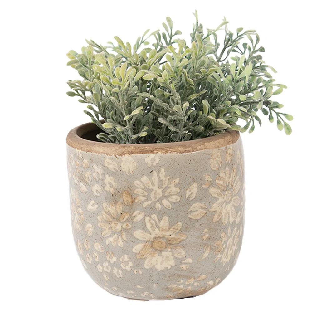 Blumentopf Ø 10x9 cm Graue Keramik von Clayre & Eef.