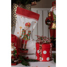 Weihnachtsstrumpf Weiß Rot, Baumwolle 30x1x40 cm von Clayre & Eef.