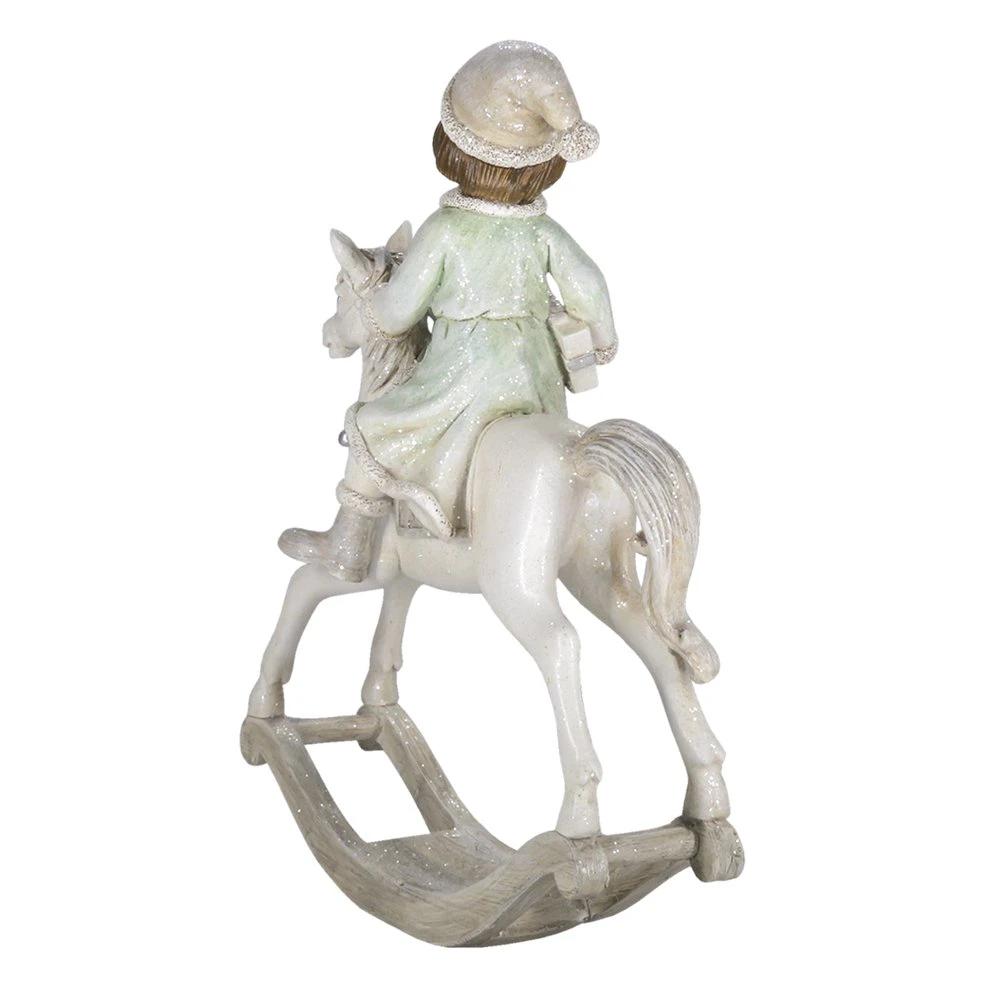 Dekorationsfigur Kind auf Schaukelpferd 19x8x26 cm von Clayre & Eef.