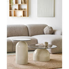 Ravello Side table, tempered glass/metal, grey/beige, ø40x52 cm by EMIRELLE