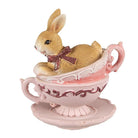 Rabbit statue 9 cm Brown Pink Polyresin by Clayre & Eef.