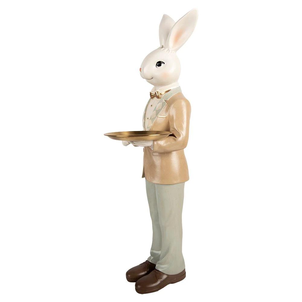 Decoration Statue Rabbit 20x20x56 cm White Plastic by Clayre & Eef.