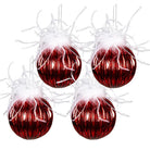 Weihnachtskugel-Set mit 4 Stück Ø 10 cm rot weiß Glas-Weihnachtsdekoration von Clayre & Eef.