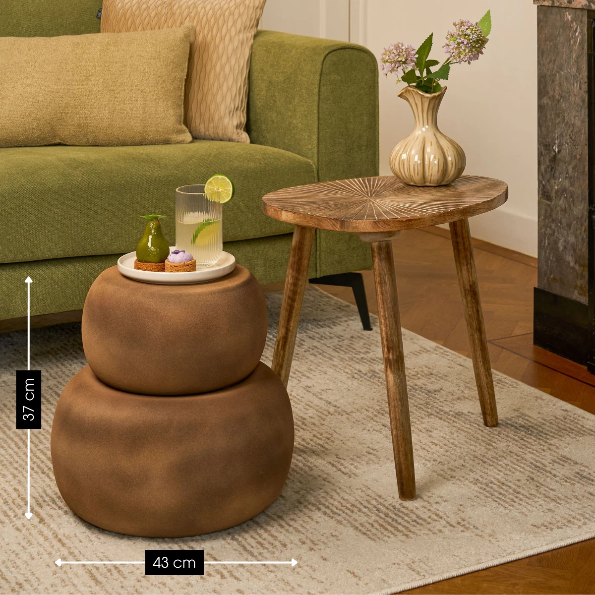 Side table Zea Brown by Mica Decorations