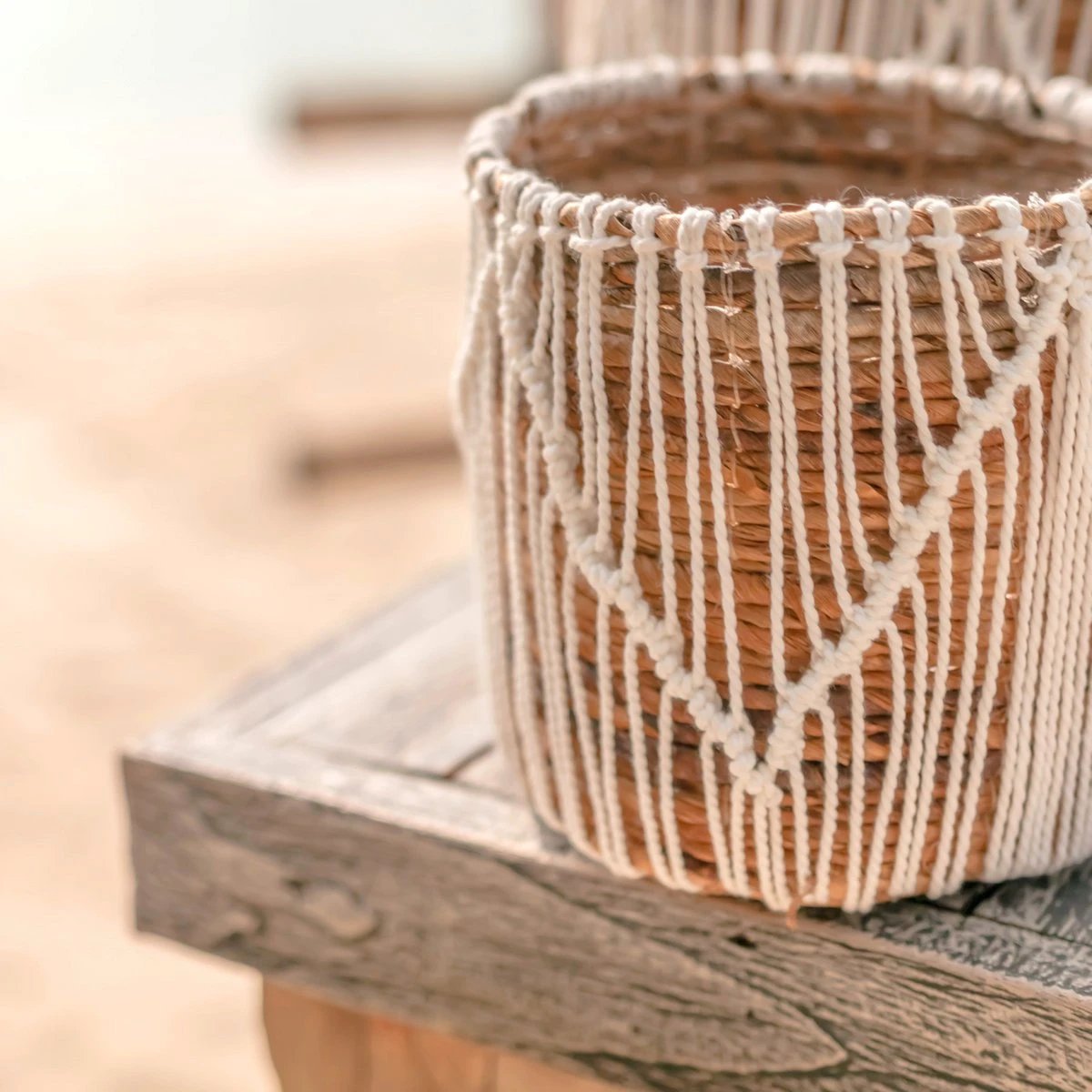 Small Seagrass Basket ORIS | Round Flower Basket | Woven Boho Basket | Plant Basket | Planter | Macrame Basket by Soeji