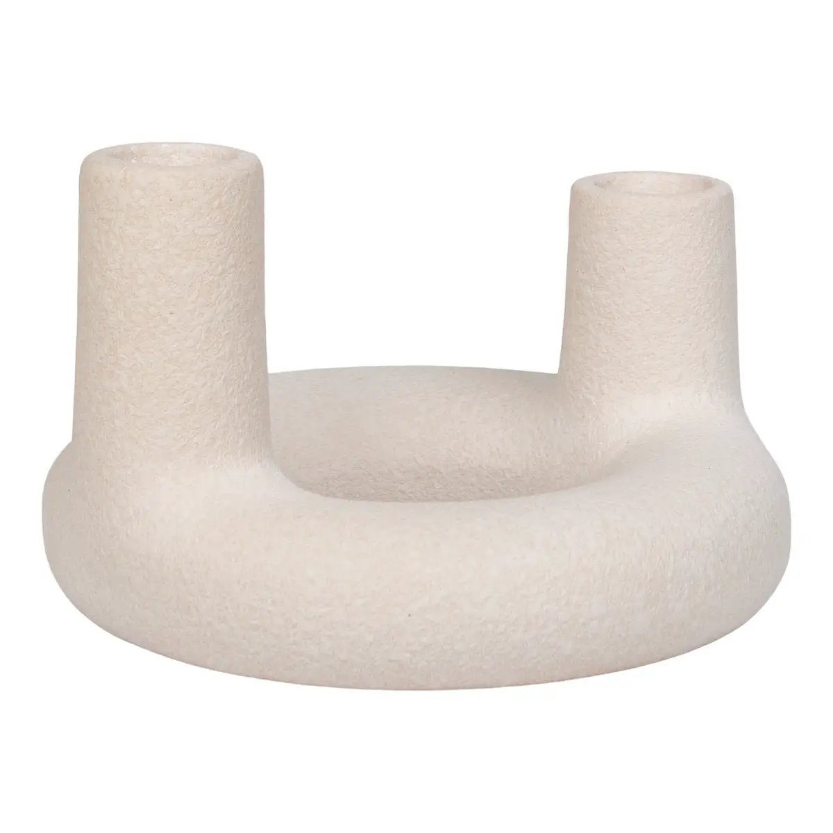 Candle Holder - Ceramic, Beige - Ø13x8.5 cm by EMIRELLE