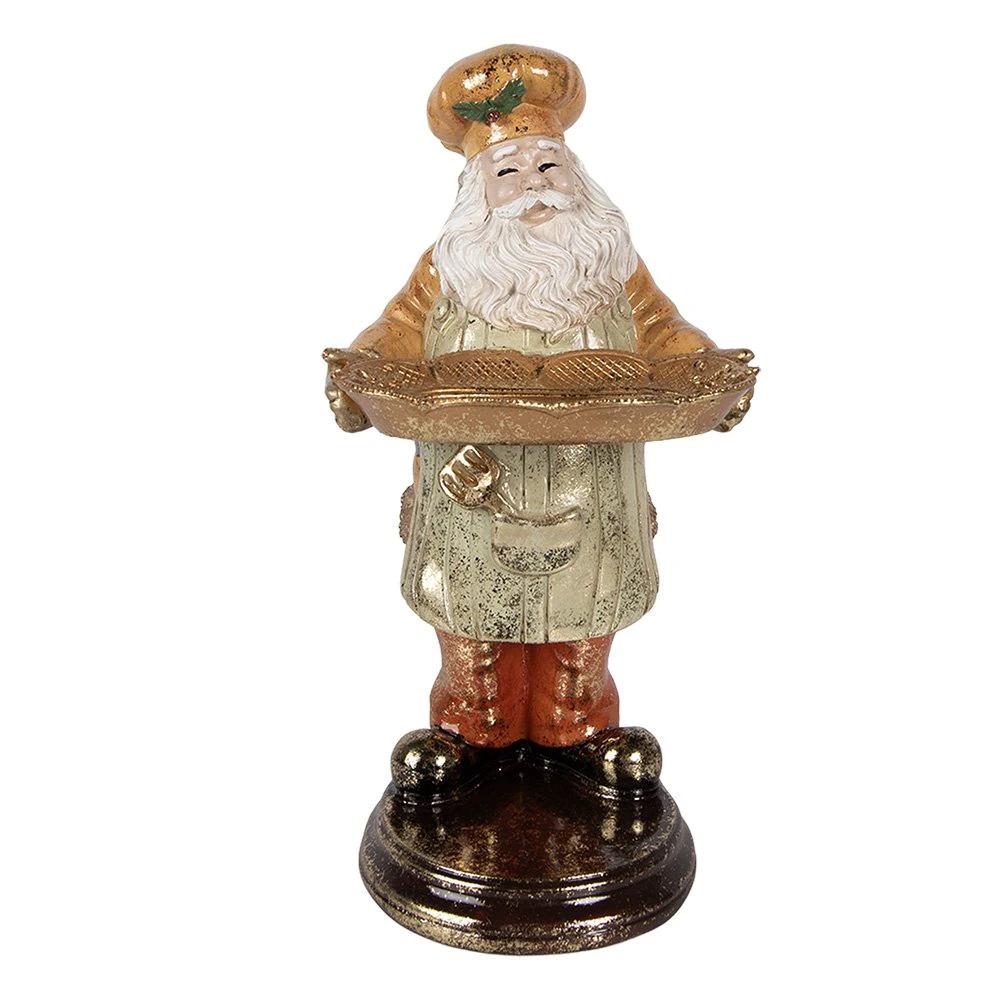 Christmas Decoration Statue Santa Claus 15x18x31 cm Beige Plastic by Clayre & Eef.