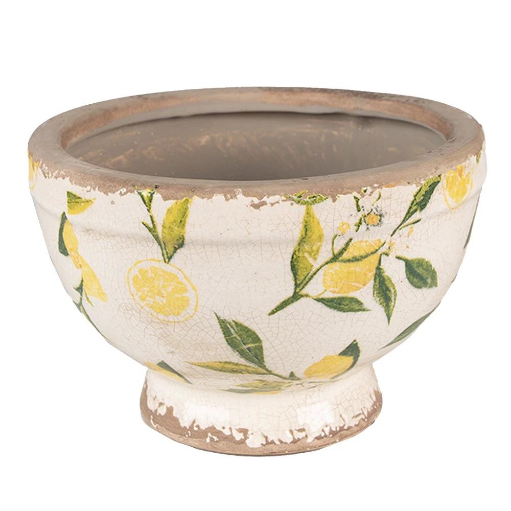 Blumentopf Ø 17x11 cm Gelb Keramik Zitronen-Blumentopf für den Innenbereich von Clayre & Eef.