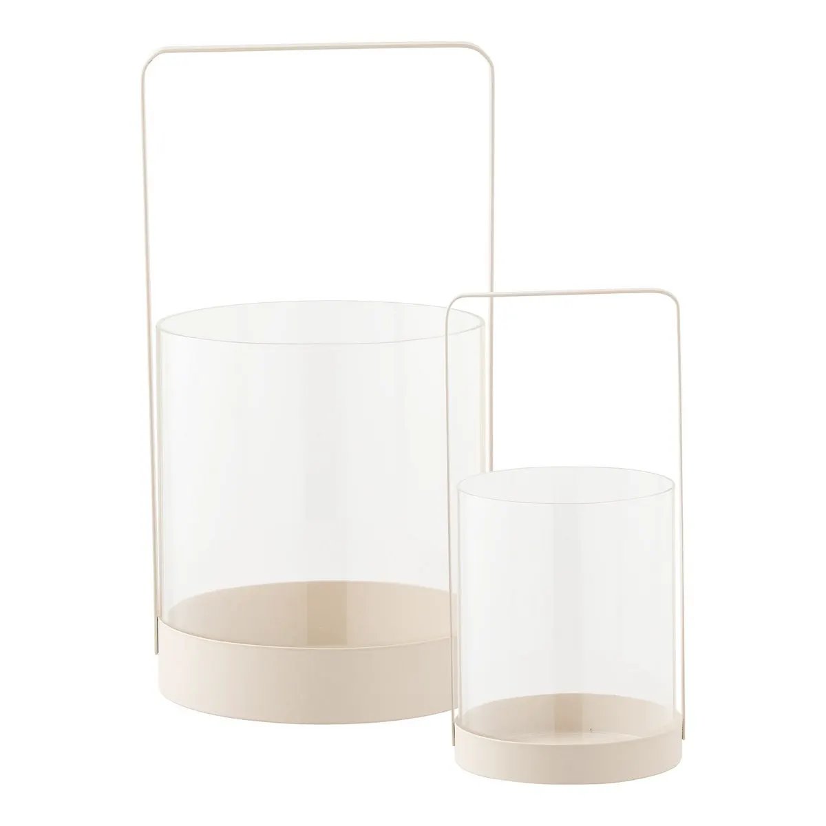 Hurricane candle holder, glass/metal, beige, set of 2 by EMIRELLE