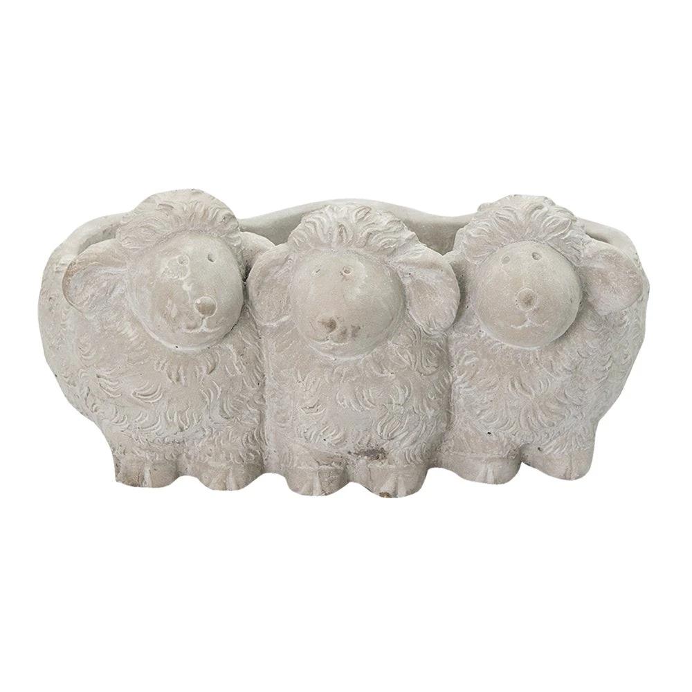 Flower pot sheep 26x20x12 cm gray stone flowerpot inside by Clayre & Eef.