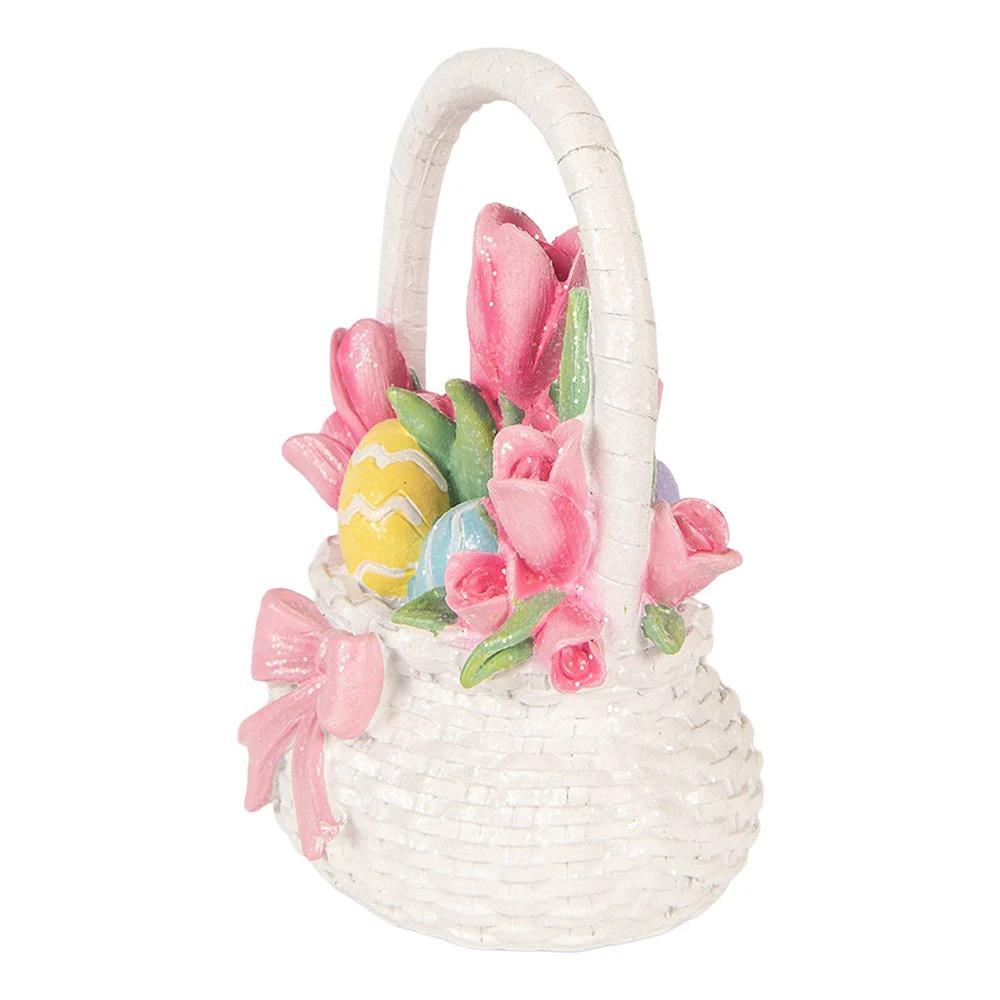 Easter Basket 14x11x18 cm White Plastic by Clayre & Eef.