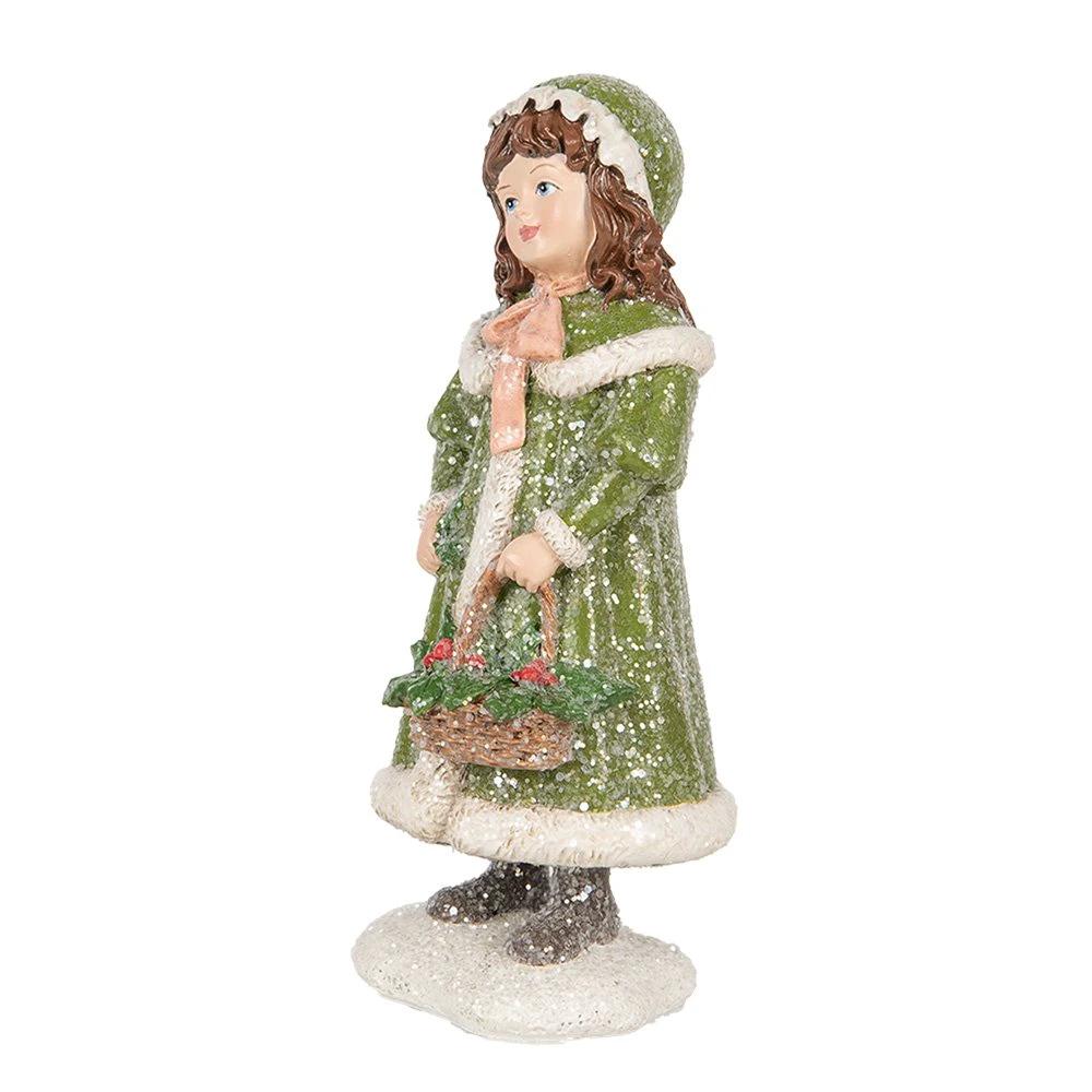 Decoration Statue Girl 8x9x19 cm Green Plastic by Clayre & Eef.