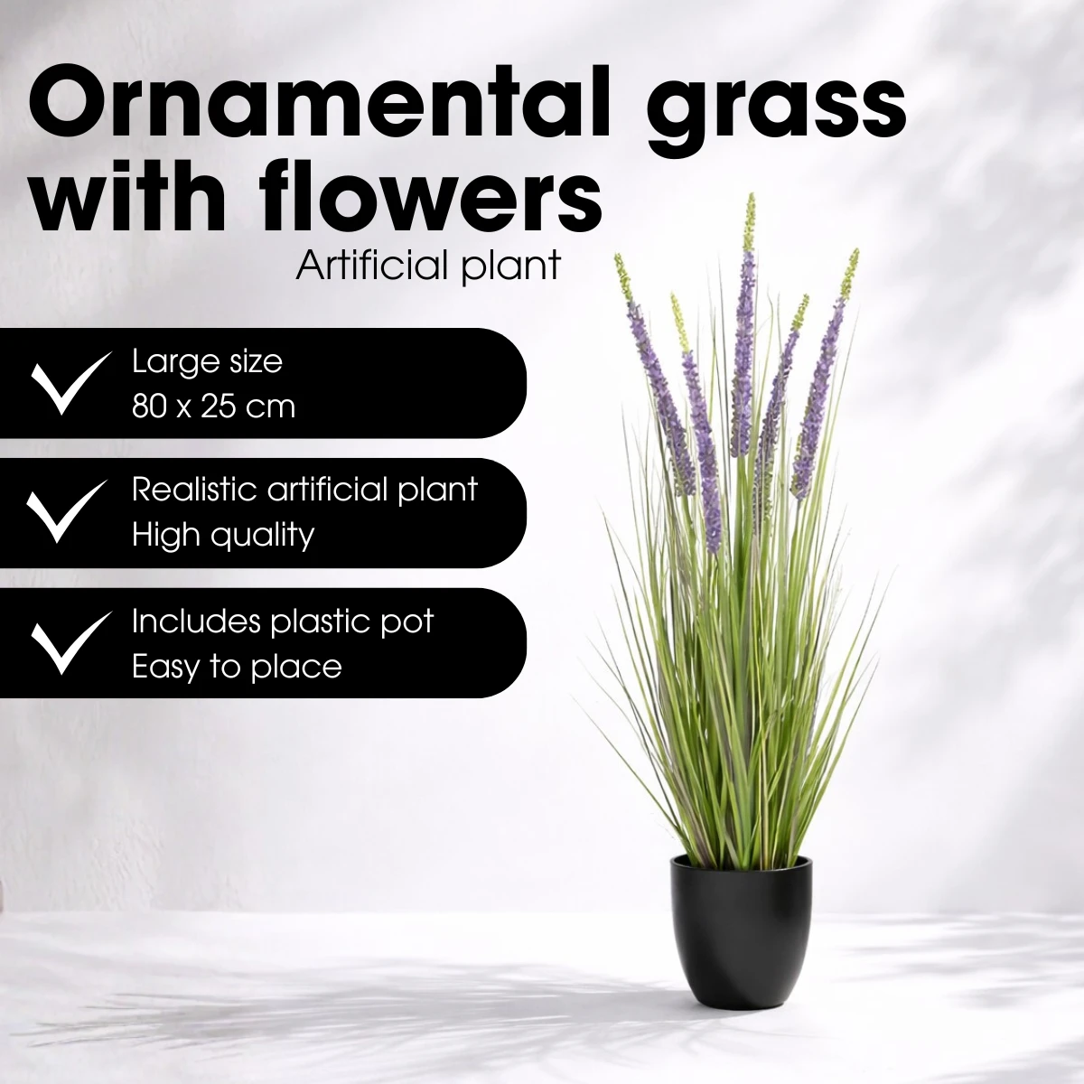 Artificial Plant Ornamental Grass Purple by Mica Decorations