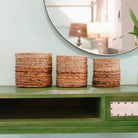 Small Seagrass Basket BHINNEKA (two-coloured) | Plant Basket | Small Storage Basket | Woven Boho Basket | Planter | Decorative Basket | Round Flower Basket by Soeji