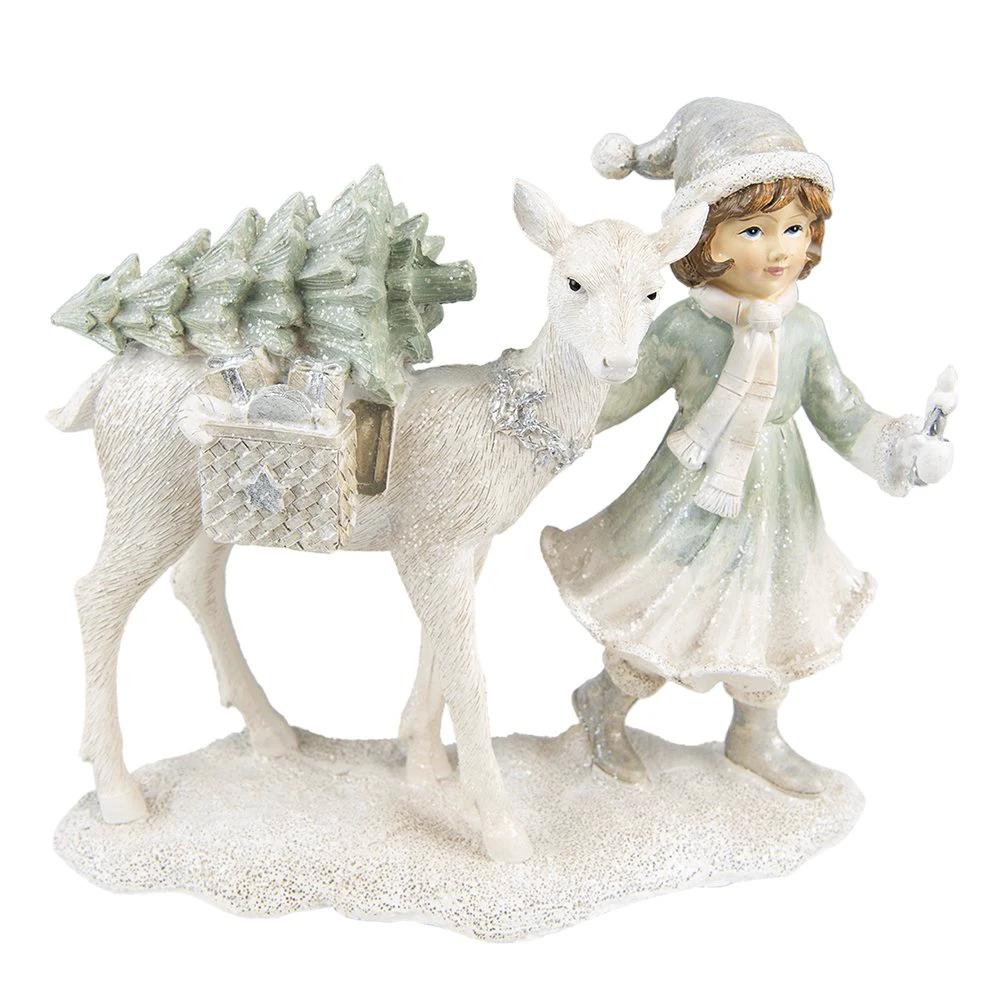 Dekoration Kind mit Hirsch 22x9x18 cm von Clayre & Eef.