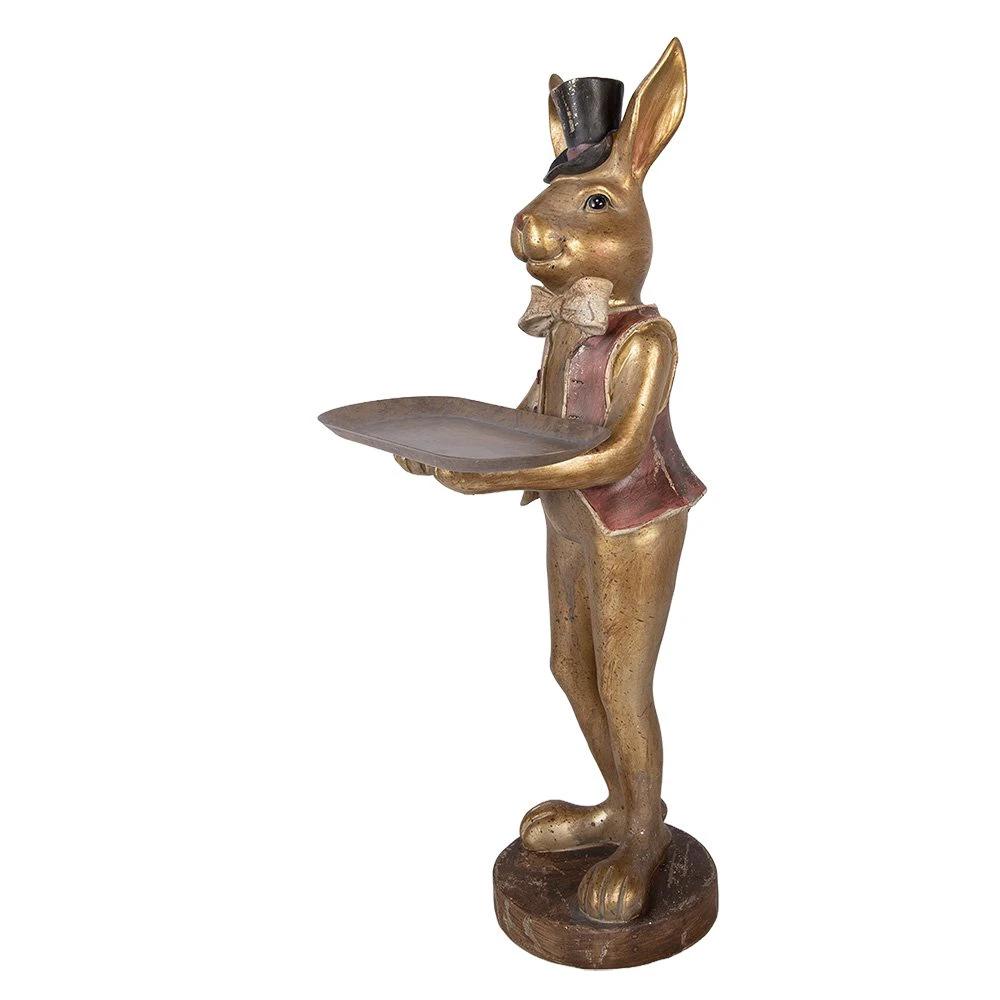 Decoration Statue Rabbit 19x15x52 cm Brown Plastic by Clayre & Eef.