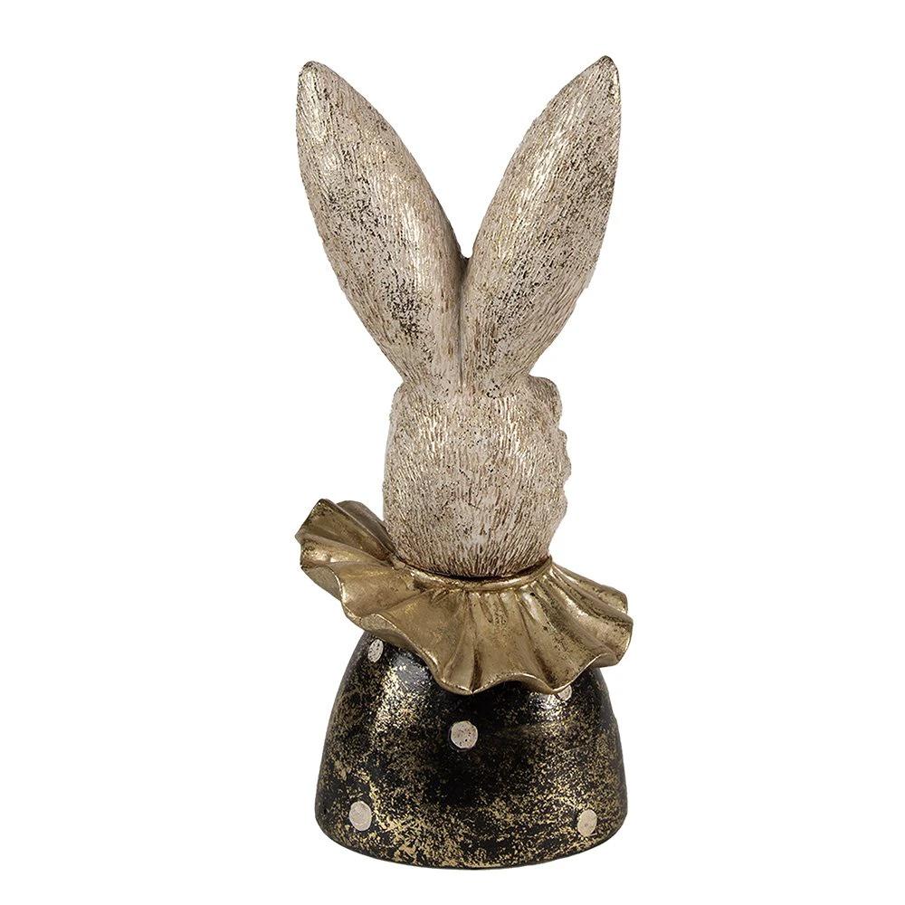 Hasenfigur 23 cm Weiß goldfarben Polyresin Osterdekoration von Clayre & Eef.
