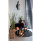 Trapani Mirror - Black, Steel, Artificial Leather, Ø38cm by EMIRELLE
