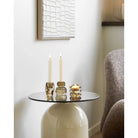 Ravello Side table, tempered glass/metal, grey/beige, ø40x52 cm by EMIRELLE