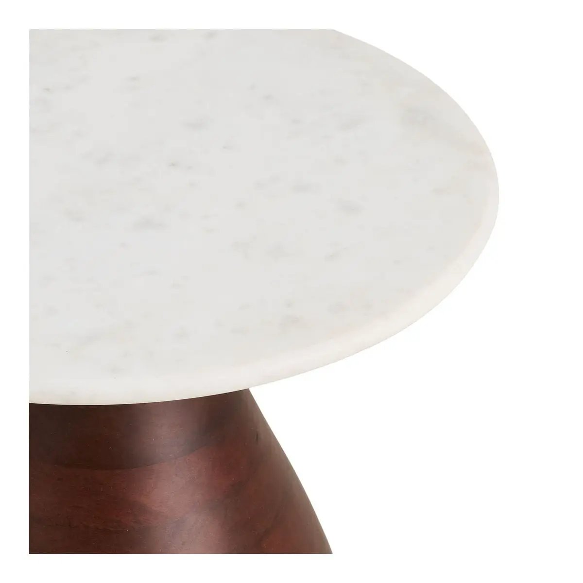 Heide Side table, mango wood/marble, dark brown/white, ø40x41 cm by EMIRELLE