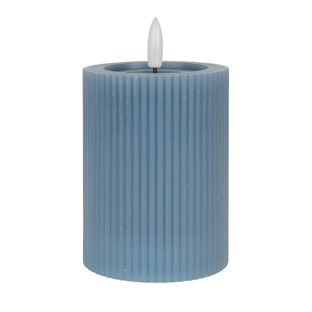 LED candle 8x13 cm blue wax by Clayre & Eef.