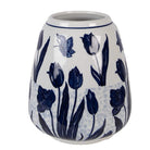 Vase Ø 16x18 cm White Blue Ceramic by Clayre & Eef.