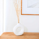 Ring-shaped Vase White – Clay Vase Handmade – Small Boho Vase – Vase for Dried Flowers – Decorative Vase for Windowsill, Shelf or Table NUSA by Soeji