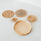 Boho Wall Decor Set – Rattan Wall Baskets – Natural Wall Hanging – Woven Wall Decoration – Handmade Set of 5 Wall Plates (Ø 15-45 cm) PENIDA by Soeji