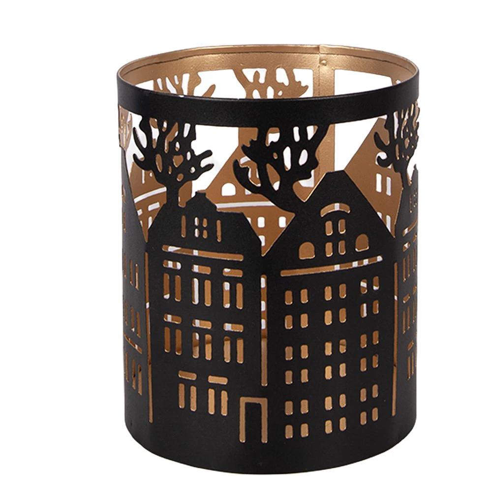 Tea light holder Ø 11x13 cm Brown Metal by Clayre & Eef.