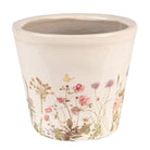 Flowerpot Ø 12x10 cm Pink Beige Ceramic Flowers Flowerpot Indoor by Clayre & Eef.