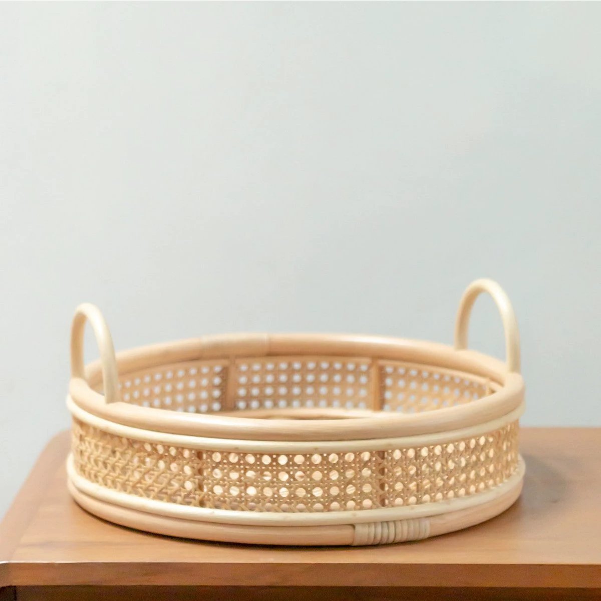 Rattan Tray | Round Serving Tray NEIRA Handmade Beige Decorative Tray Ø40 cm by Soeji