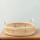 Rattan Tray | Round Serving Tray NEIRA Handmade Beige Decorative Tray Ø40 cm by Soeji