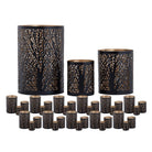 Lantern set of 3 Masterbox 12x 3-piece candle holder Forest tea light holder round black gold by Voglrieder kreatives Wohnen