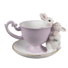 Dekorationsbild Hase 16x13x12 cm weiß violett Kunststoff von Clayre & Eef.