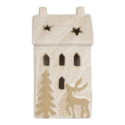 Decoration house with LED 10x9x18 cm beige ceramics by Clayre & Eef.