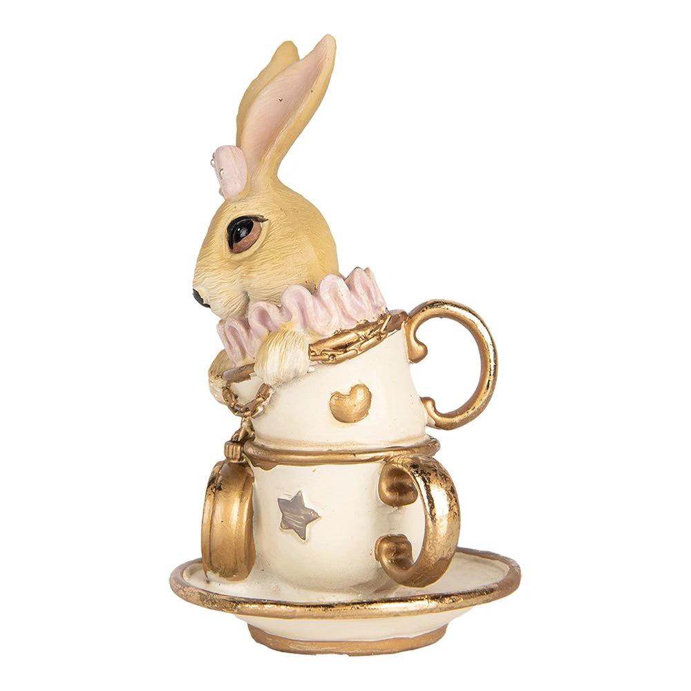 Decoration image rabbit 8x8x14 cm beige plastic by Clayre & Eef.
