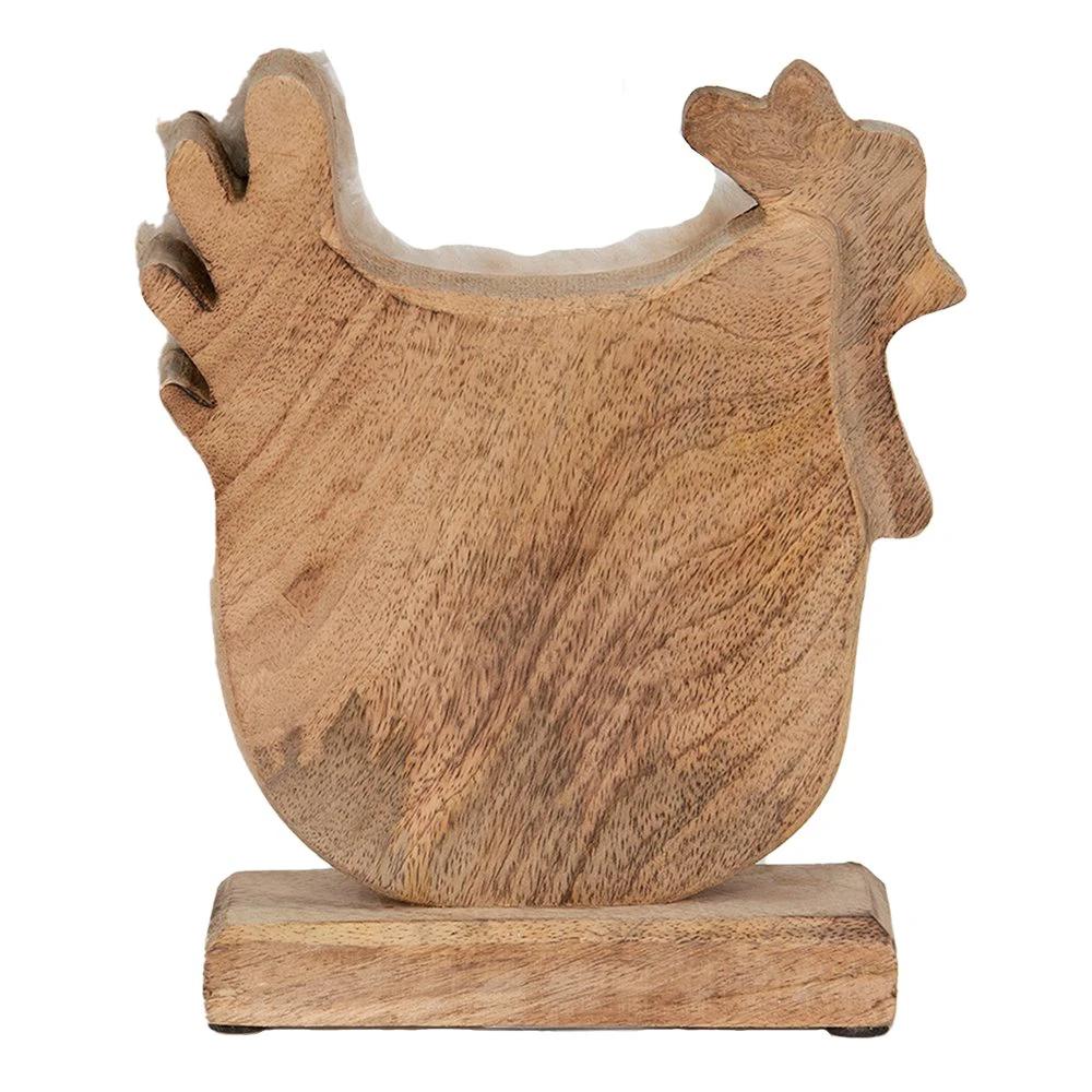 Beeld Haan 18x5x21 cm Wit Bruin Hout Woonaccessoires by Clayre & Eef.