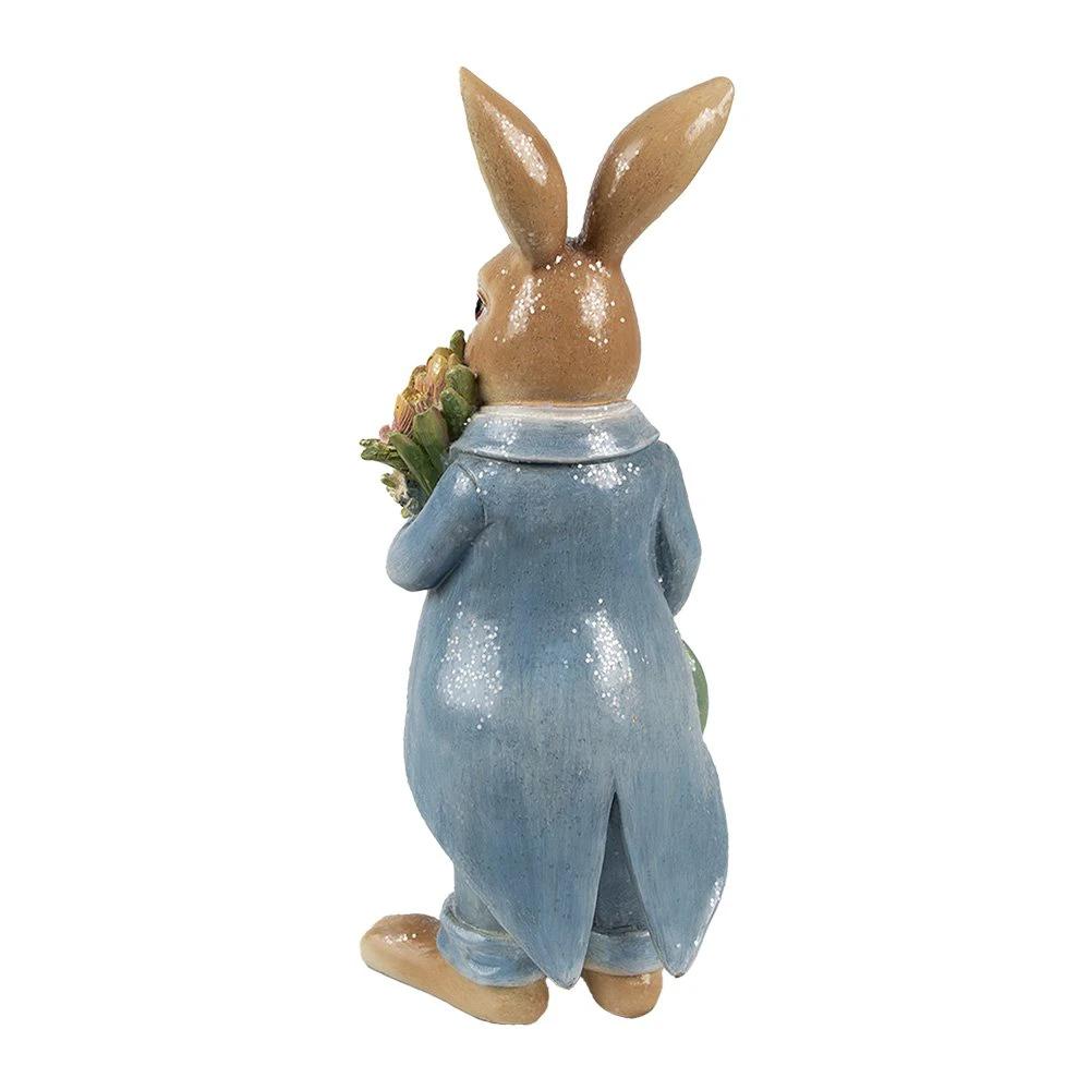 Decoration image rabbit 26 cm brown blue plastic by Clayre & Eef.