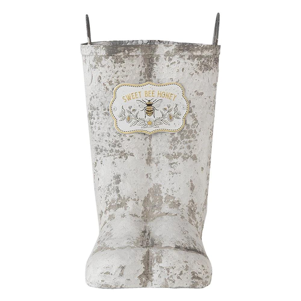 Pflanzenhalter Stiefel 18x24x31/35 cm grauer Metall-Blumentopf von Clayre & Eef.