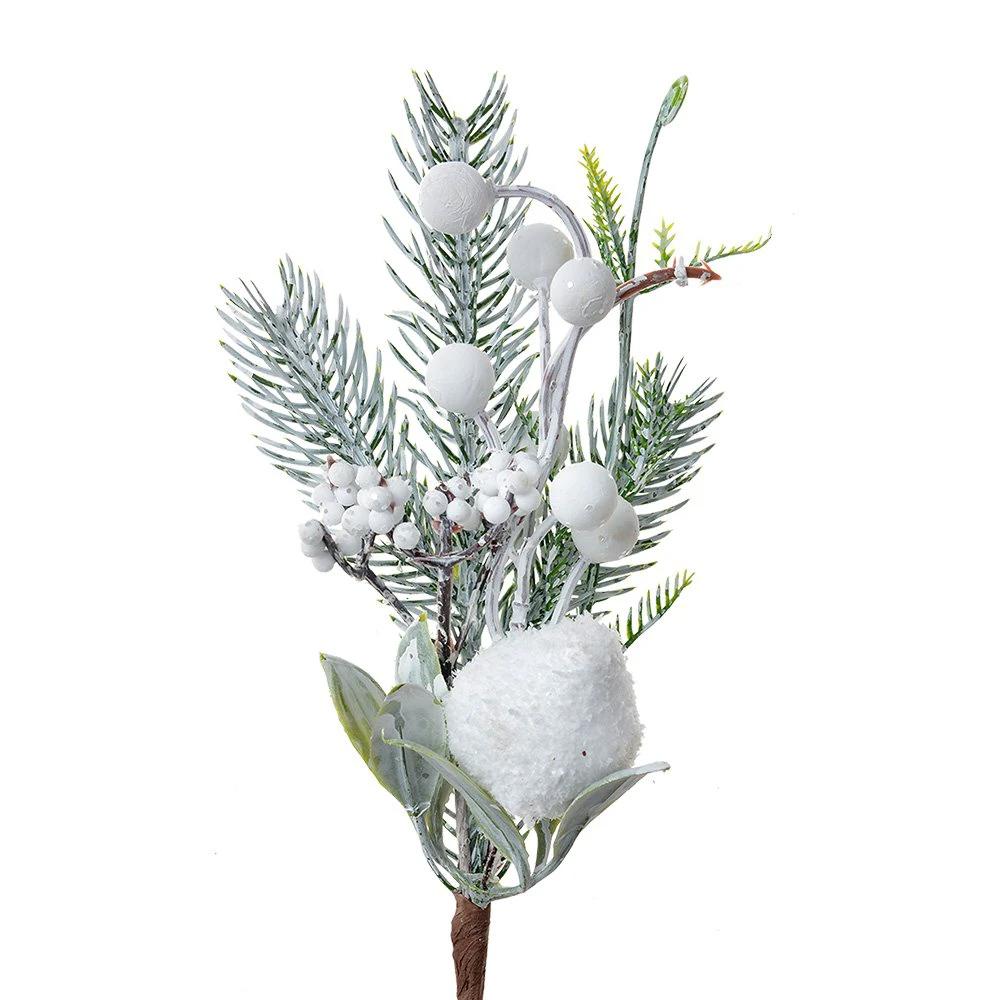 Decoration Branch 26 cm White Green Plastic Christmas Decoration by Clayre & Eef.