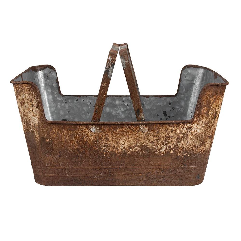 Plant holder 45x28x23 cm brown iron flowerpot inside by Clayre & Eef.